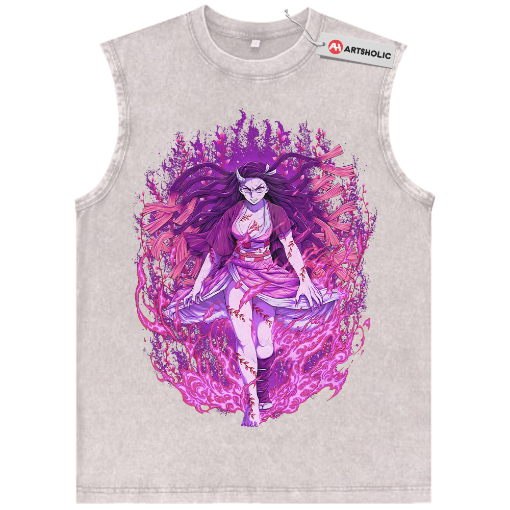 Alternative view of Nezuko Kamado Tank Top, Demon Slayer Tank Top, Anime Tank Top, Vintage Tank Top