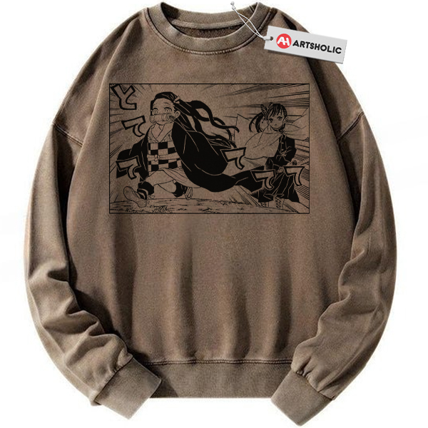 Alternative view of Nezuko vs Kanao Sweatshirt, Demon Slayer Sweatshirt, Anime Sweatshirt, Vintage Sweatshirt