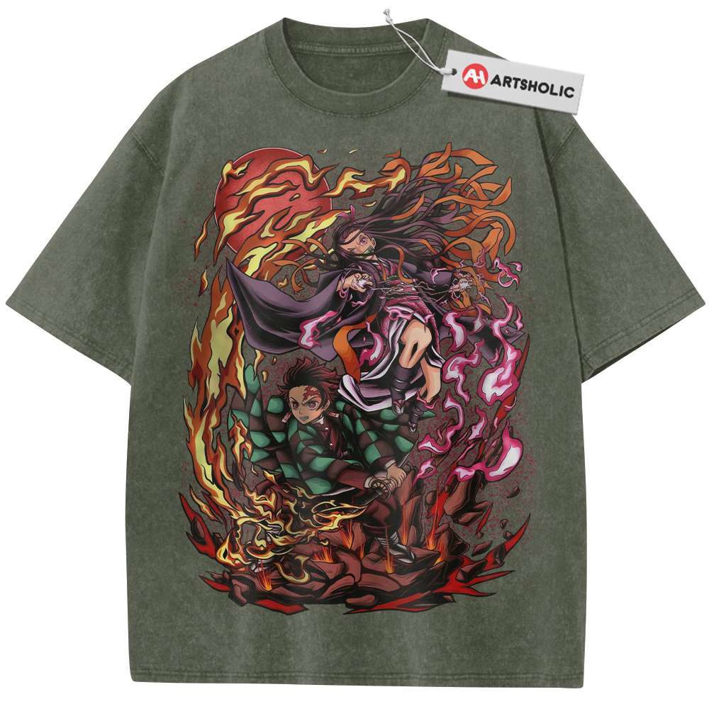 Alternative view of Nezuko vs Tanjiro Kamado Shirt, Demon Slayer Shirt, Anime Shirt, Vintage T-Shirt