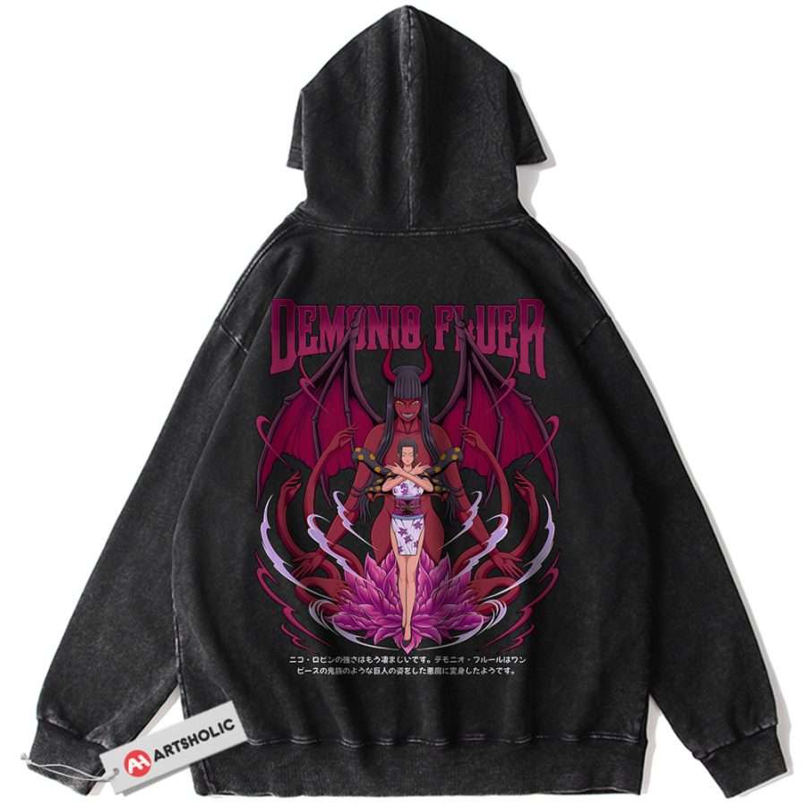 Alternative view of Nico Robin Hoodie, One Piece Hoodie, Anime Hoodie, Vintage Hoodie