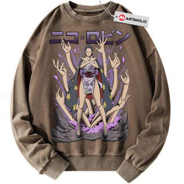 Alternative view of Nico Robin Sweatshirt, One Piece Sweatshirt, Anime Sweatshirt, Vintage Sweater