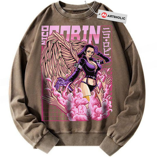 Alternative view of Nico Robin Sweatshirt, One Piece Sweatshirt, Anime Sweatshirt, Vintage Sweater
