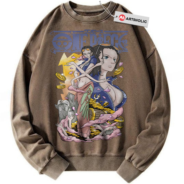 Alternative view of Nico Robin Sweatshirt, One Piece Sweatshirt, Anime Sweatshirt, Vintage Sweatshirt