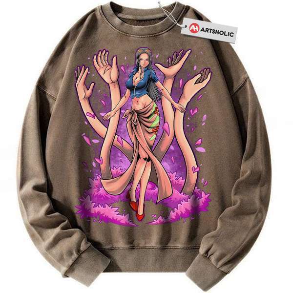 Alternative view of Nico Robin Sweatshirt, One Piece Sweatshirt, Anime Sweatshirt, Vintage Sweatshirt