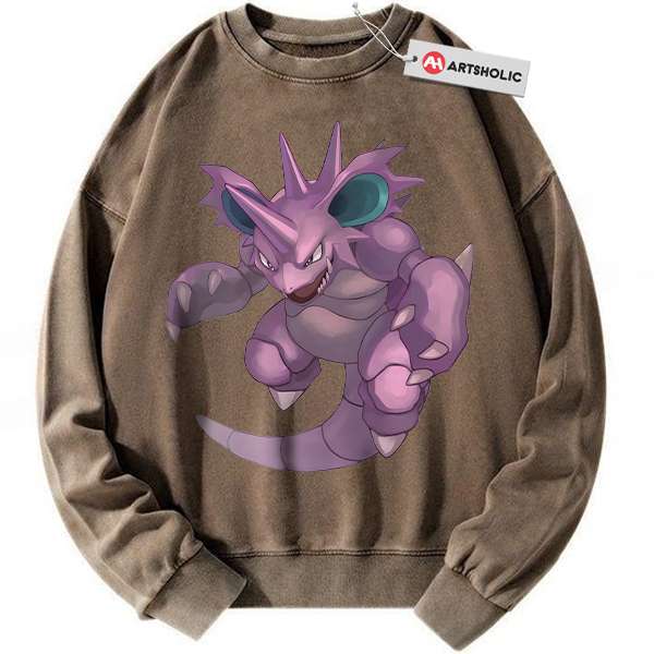 Alternative view of Nidoking Sweatshirt, Pokemon Sweatshirt, Anime Sweatshirt, Vintage Sweatshirt