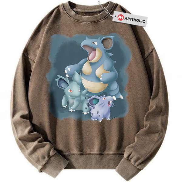 Alternative view of Nidoran Nidorina vs Nidoqueen Sweatshirt, Pokemon Sweatshirt, Anime Sweatshirt, Vintage Sweatshirt