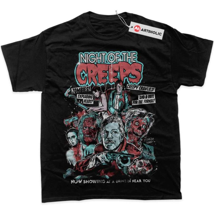Alternative view of Night of the Creeps Shirt, Halloween Shirt, Horror Movie Shirt, Graphic T-Shirt