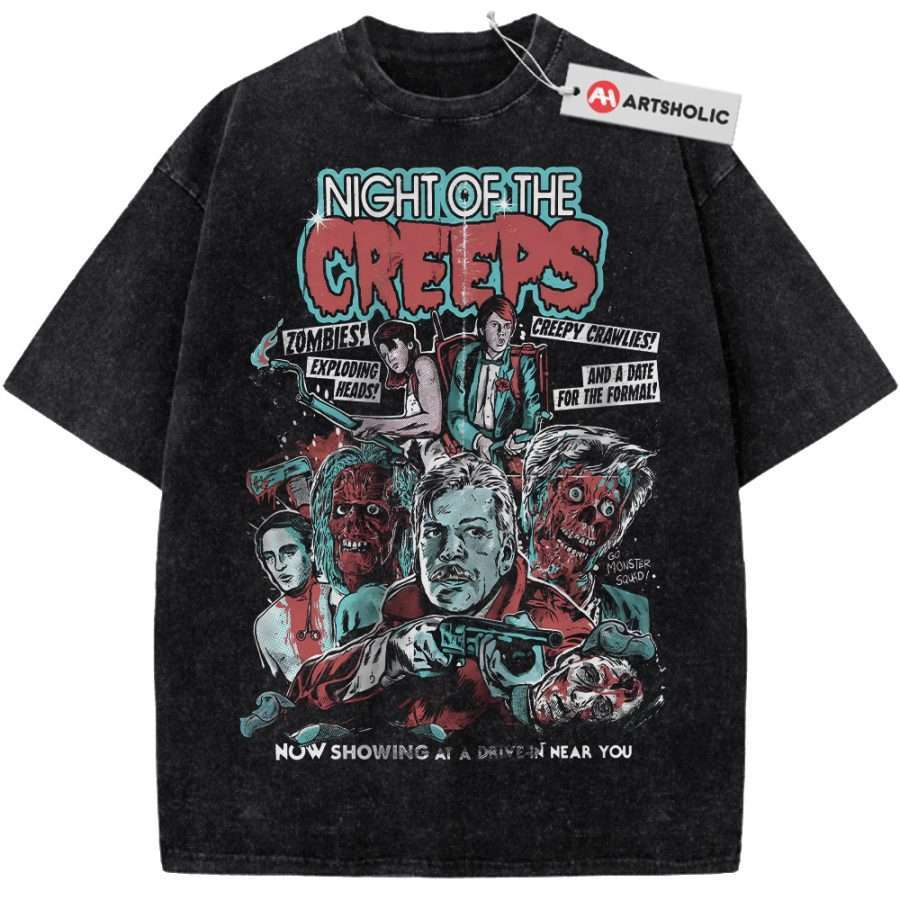 Alternative view of Night of the Creeps Shirt, Halloween Shirt, Horror Movie Shirt, Vintage T-Shirt