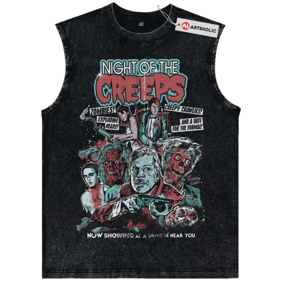Alternative view of Night of the Creeps Tank Top, Halloween Tank Top, Horror Movie Tank Top, Vintage Tank Top