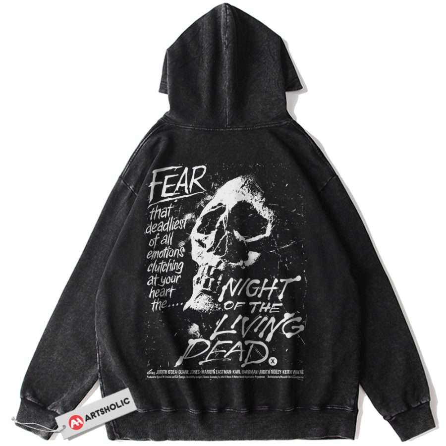 Alternative view of Night of the Living Dead Hoodie, Halloween Hoodie, Horror Hoodie, Vintage Hoodie