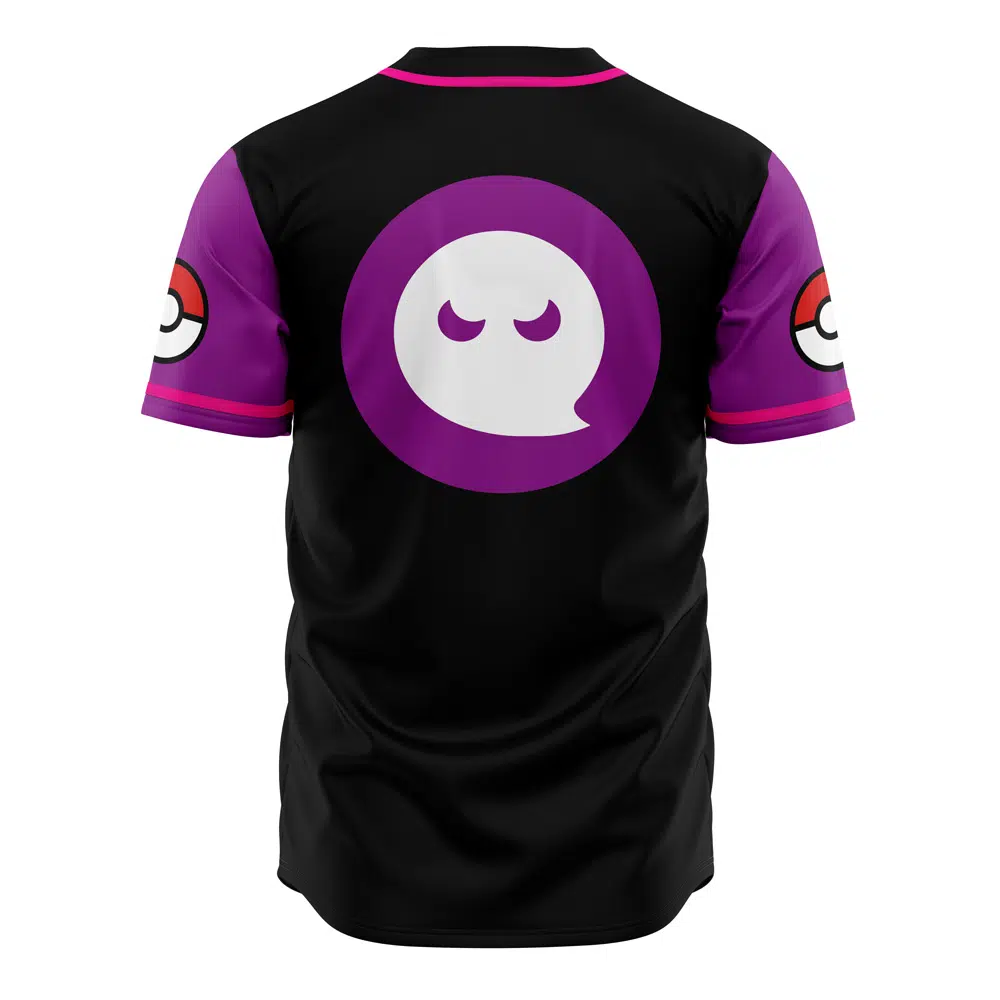 Alternative view of Night Shades Ghost Type Pokemon Baseball Jersey