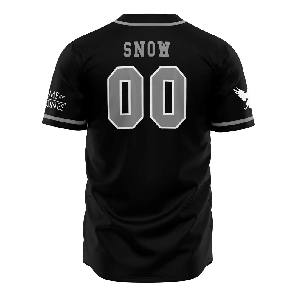 Alternative view of Night's Watch Snow Game of Thrones Baseball Jersey