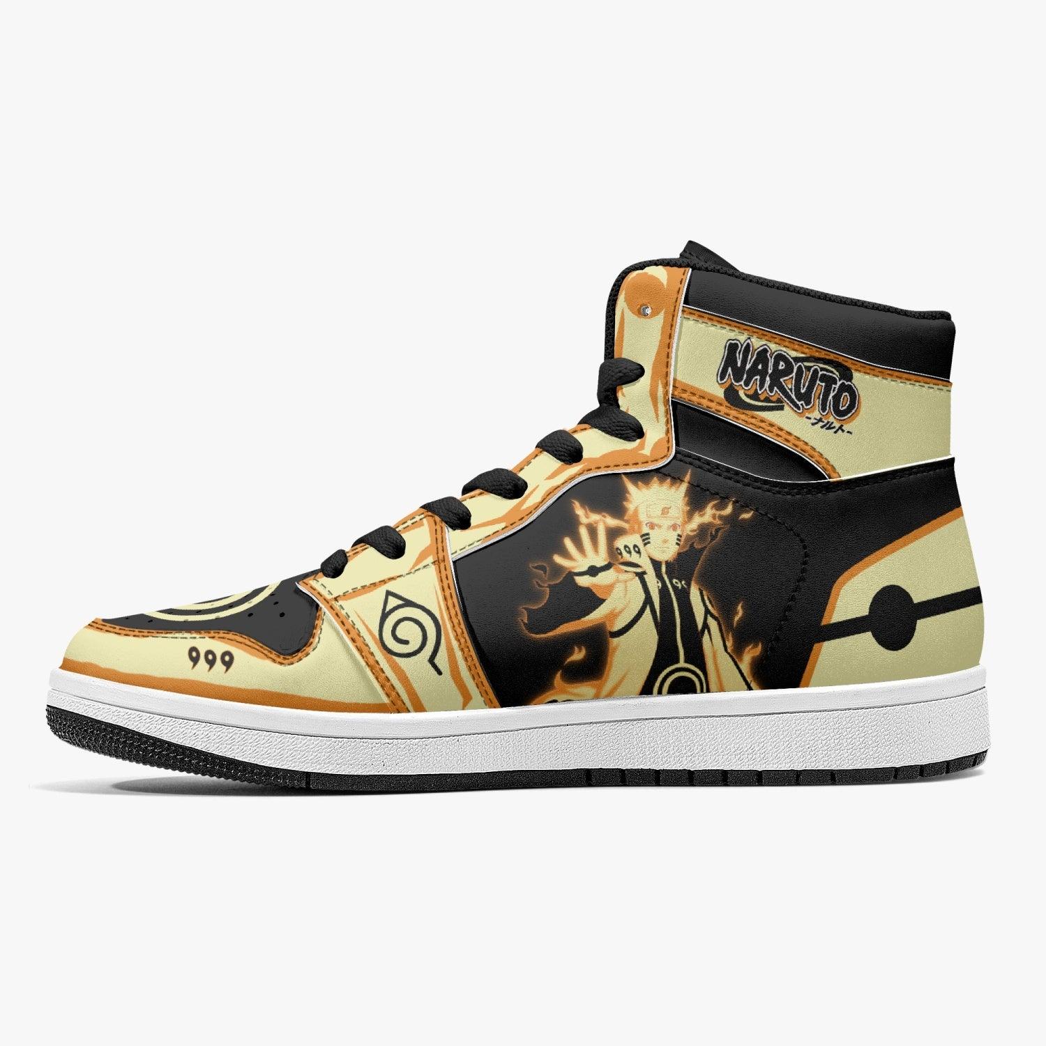 Alternative view of Nine-Tails Chakra mode Ninja Shippuden Custom Sneaker Mid 1 Basketball Shoes - Otaku Hall