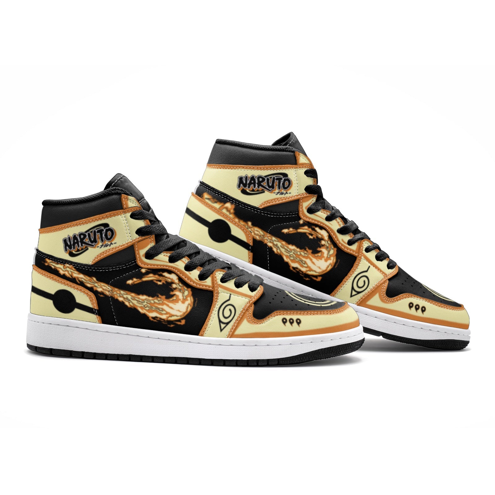 Nine-Tails Chakra Mode Ninja Shippuden V2 Custom Sneaker Mid 1 Basketball Shoes - Otaku Hall