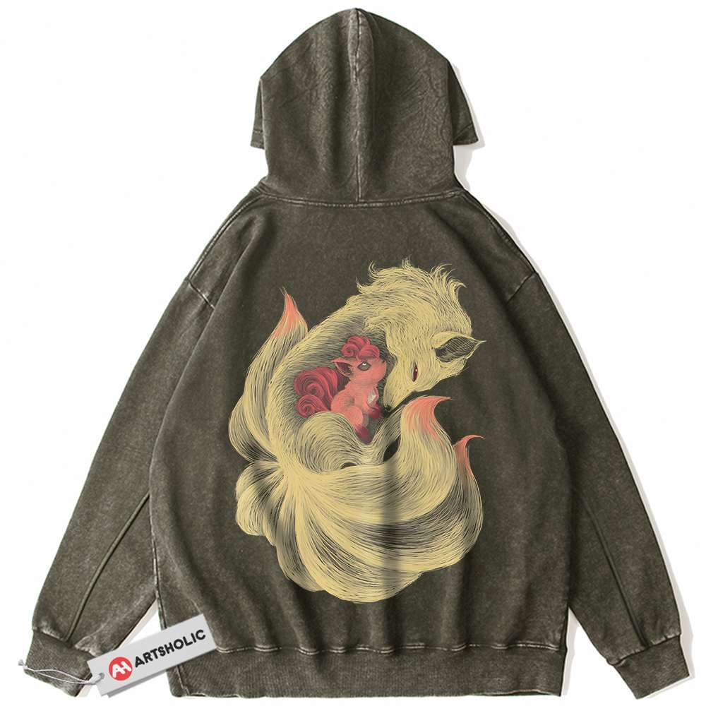 Alternative view of Ninetales Hoodie, Vulpix Hoodie, Pokemon Hoodie, Anime Hoodie, Vintage Hoodie