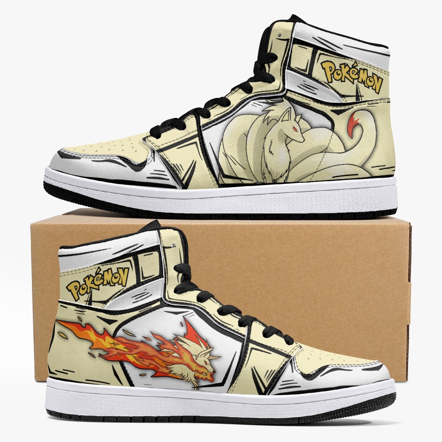 Ninetales Pokemon Custom Sneaker Mid 1 Basketball Shoes - Otaku Hall