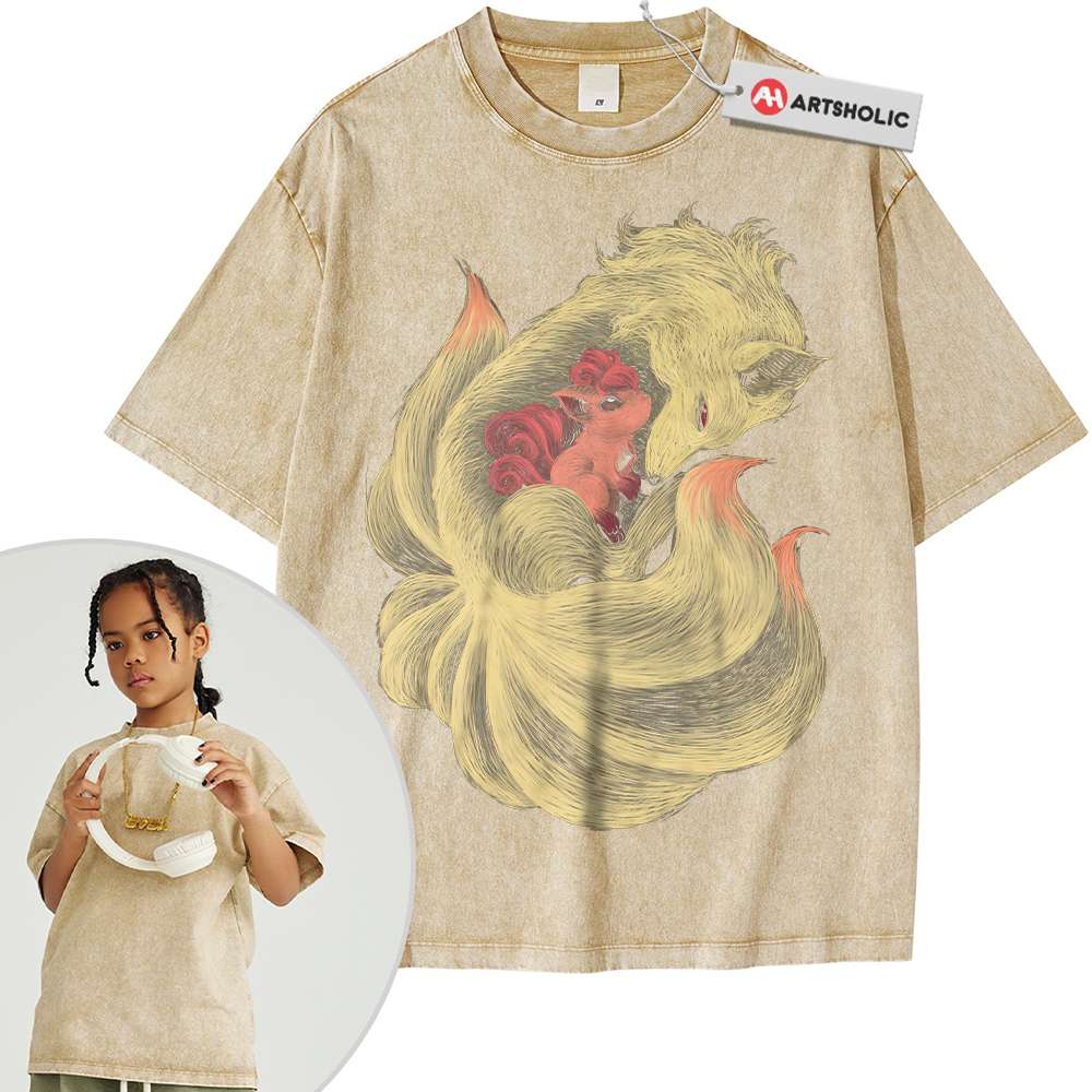 Alternative view of Ninetales Shirt For Kids, Vulpix Shirt For Kids, Pokemon Shirt For Kids, Anime Shirt For Kids, Vintage T-Shirt For Kids