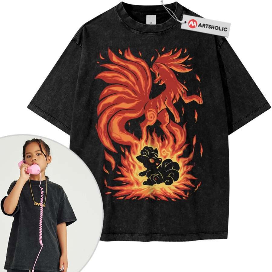 Alternative view of Ninetales Shirt For Kids, Vulpix Shirt For Kids, Pokemon Shirt For Kids, Anime Shirt For Kids, Vintage Tee For Kids