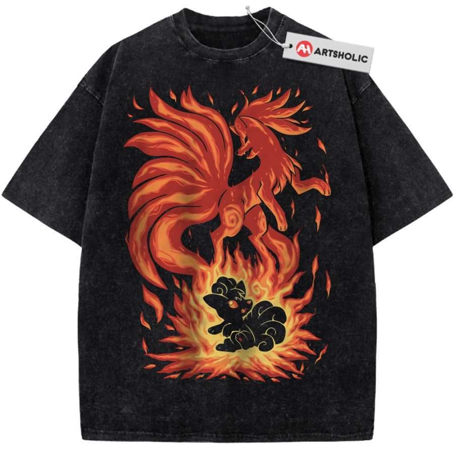 Alternative view of Ninetales Shirt, Vulpix Shirt, Pokemon shirt, Anime Shirt, Vintage Tee