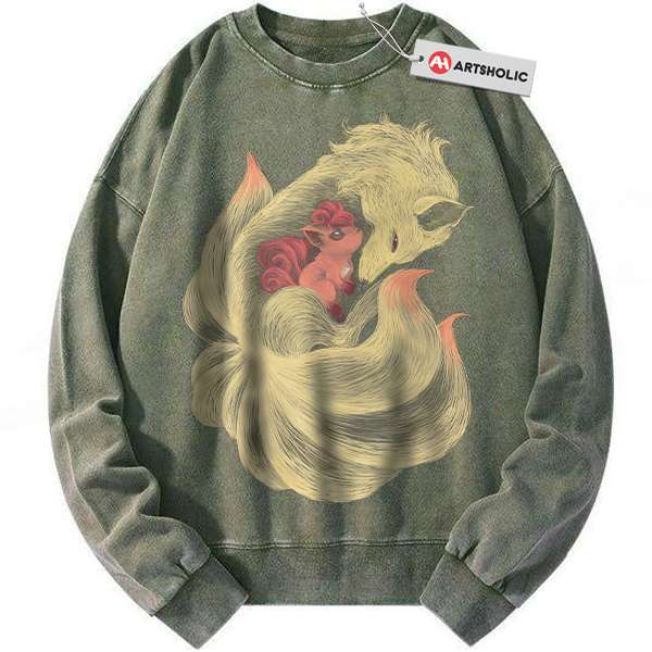 Alternative view of Ninetales Sweatshirt, Vulpix Sweatshirt, Pokemon Sweatshirt, Anime Sweatshirt, Vintage Sweater