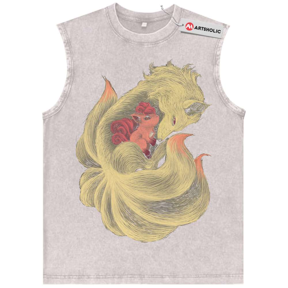 Alternative view of Ninetales Tank Top, Vulpix Tank Top, Pokemon Tank Top, Anime Tank Top, Vintage Tank Top