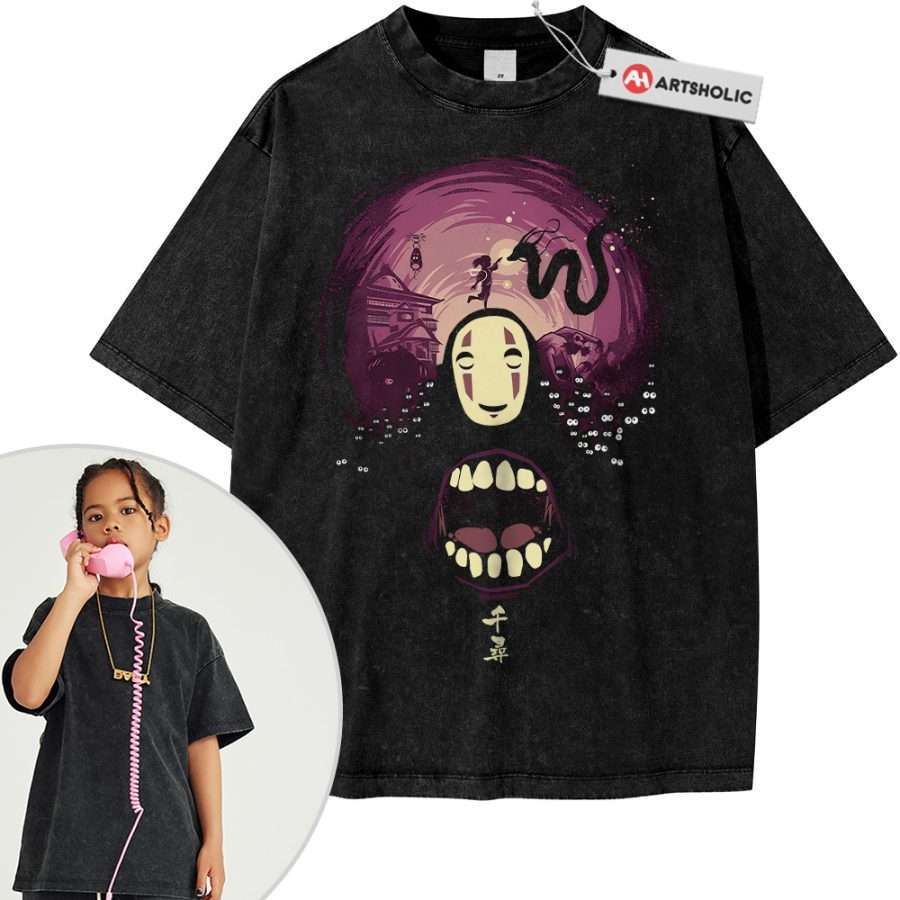 Alternative view of No Face - Spirited Away Shirt For Kids, Studio Ghibli Shirt For Kids, Anime Shirt For Kids, Vintage T-Shirt For Kids