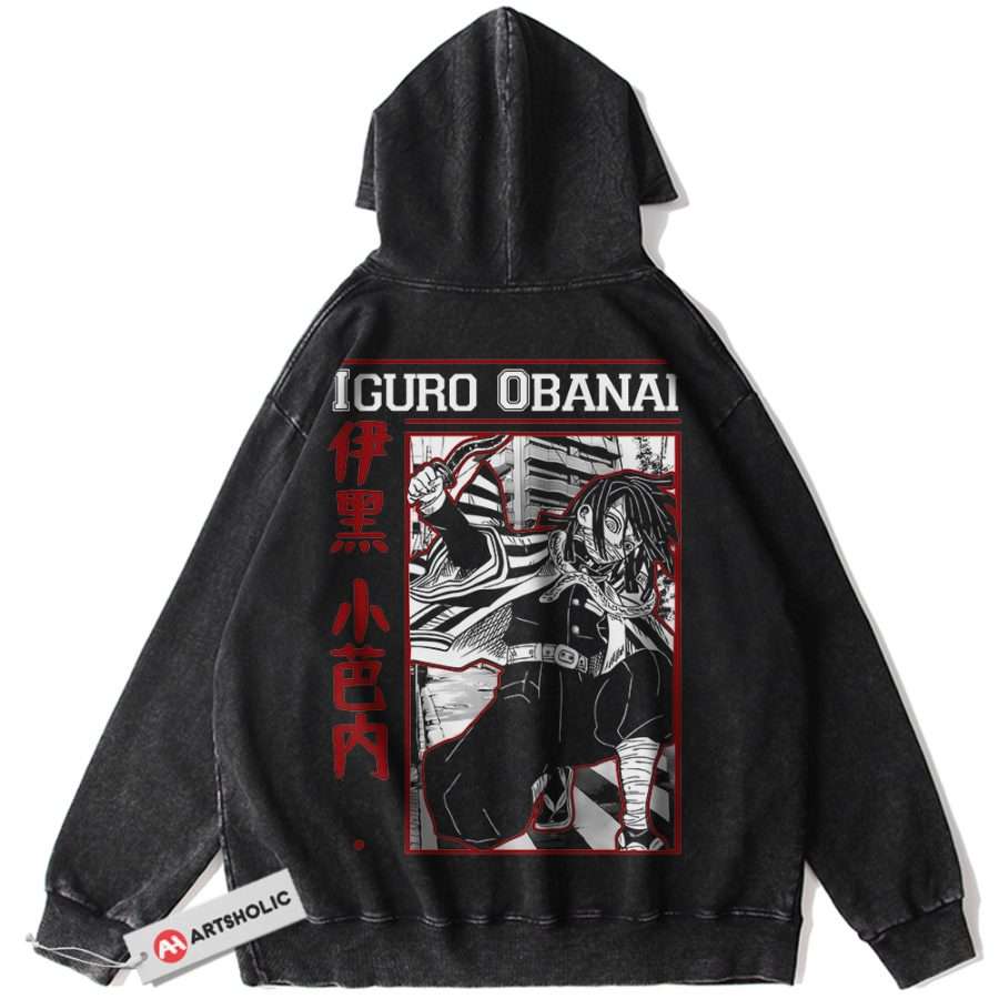 Alternative view of Obanai Iguro Hoodie, Demon Slayer Hoodie, Anime Hoodie, Vintage Hoodie