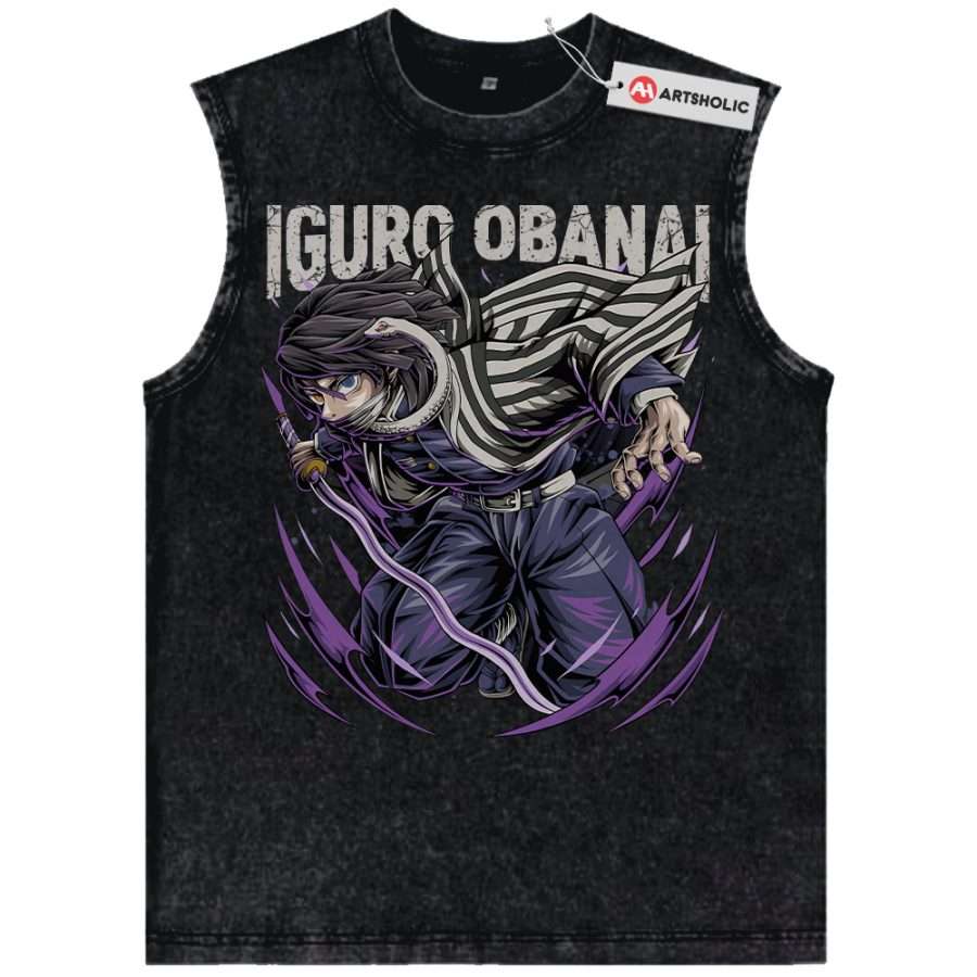 Alternative view of Obanai Iguro Tank Top, Demon Slayer Tank Top, Anime Tank Top, Vintage Tank Top
