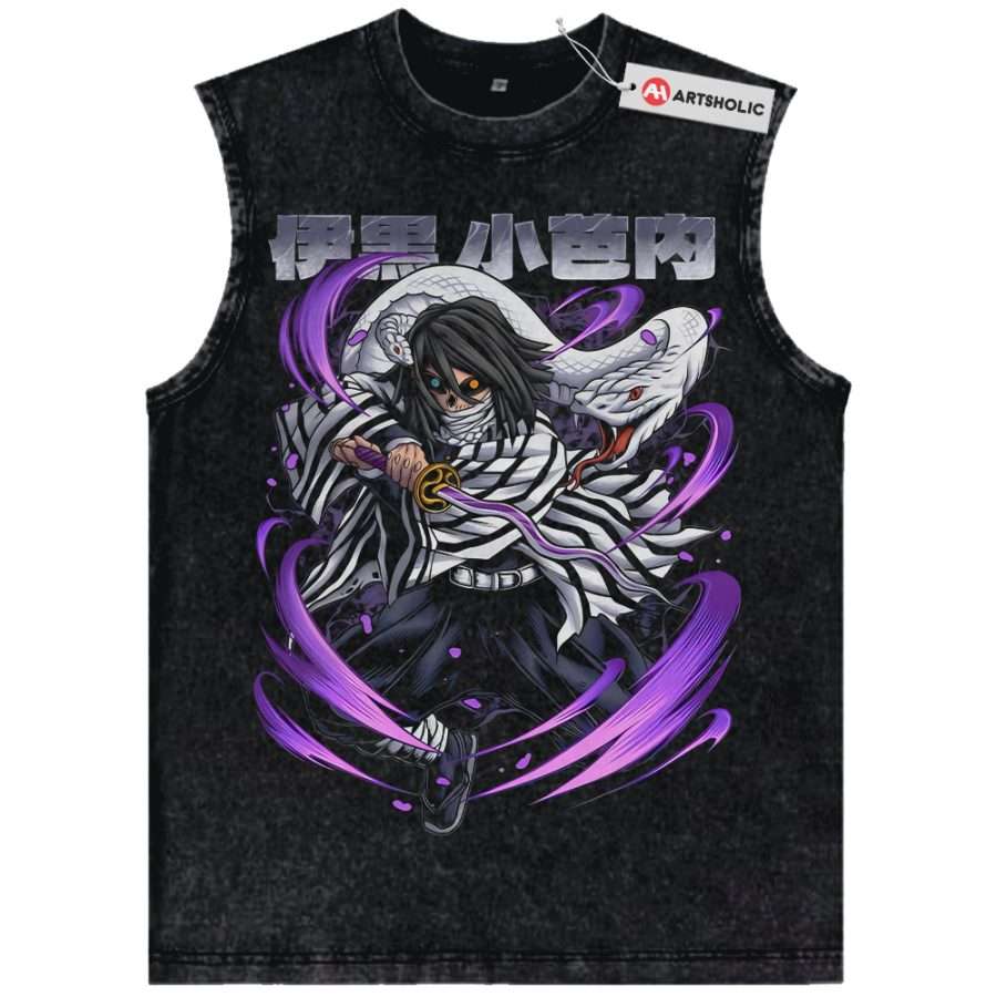 Alternative view of Obanai Iguro Tank Top, Demon Slayer Tank Top, Anime Tank Top, Vintage Tank Top