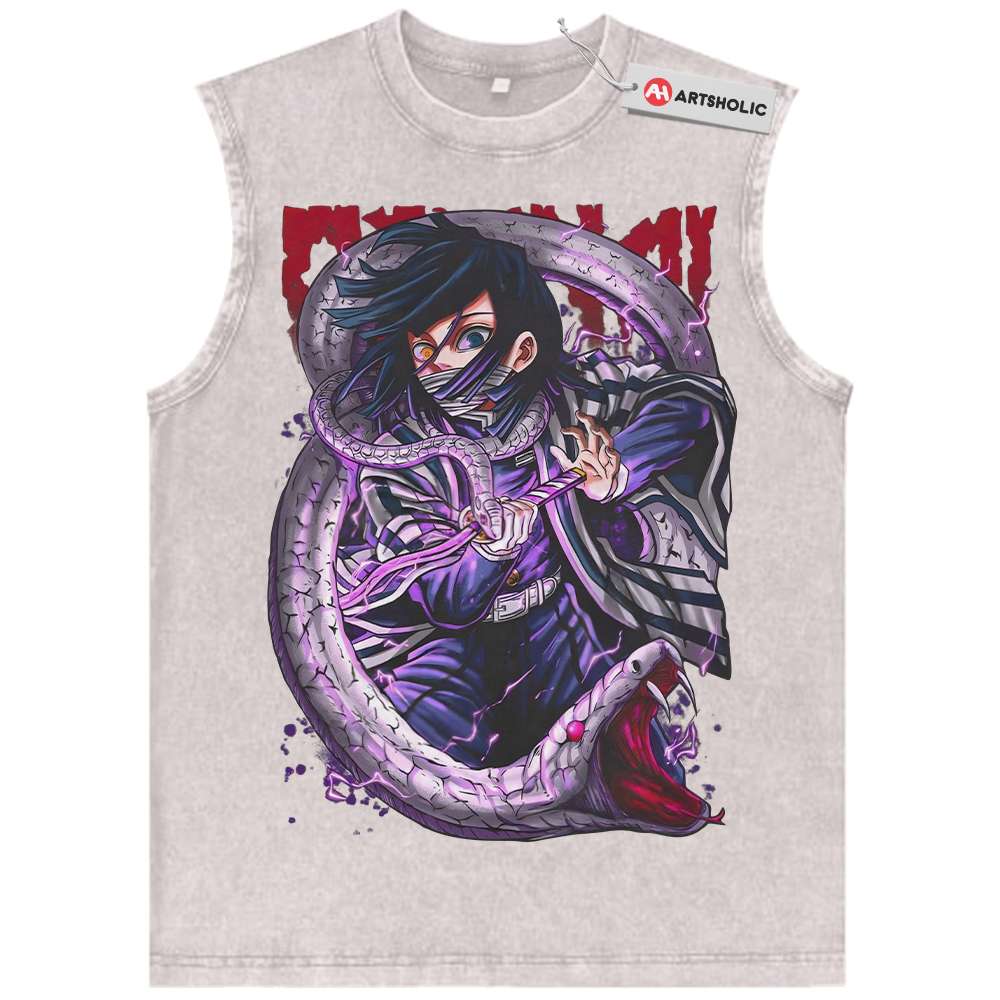 Alternative view of Obanai Iguro Tank Top, Demon Slayer Tank Top, Anime Tank Top, Vintage Tank Top