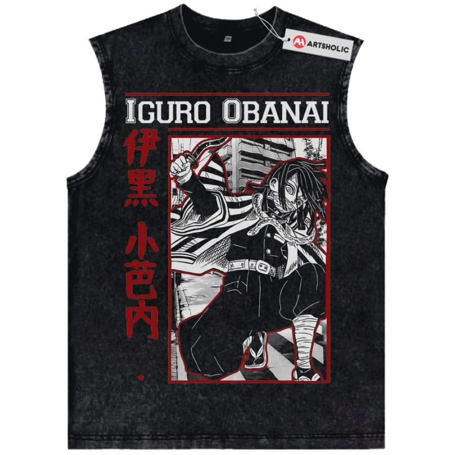 Alternative view of Obanai Iguro Tank Top, Demon Slayer Tank Top, Anime Tank Top, Vintage Tank Top