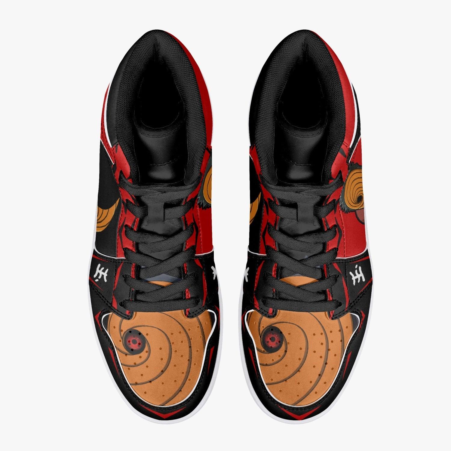 Alternative view of Obito Tobi Clan Red Cloud Ninja Custom Sneaker Mid 1 Basketball Shoes - Otaku Hall