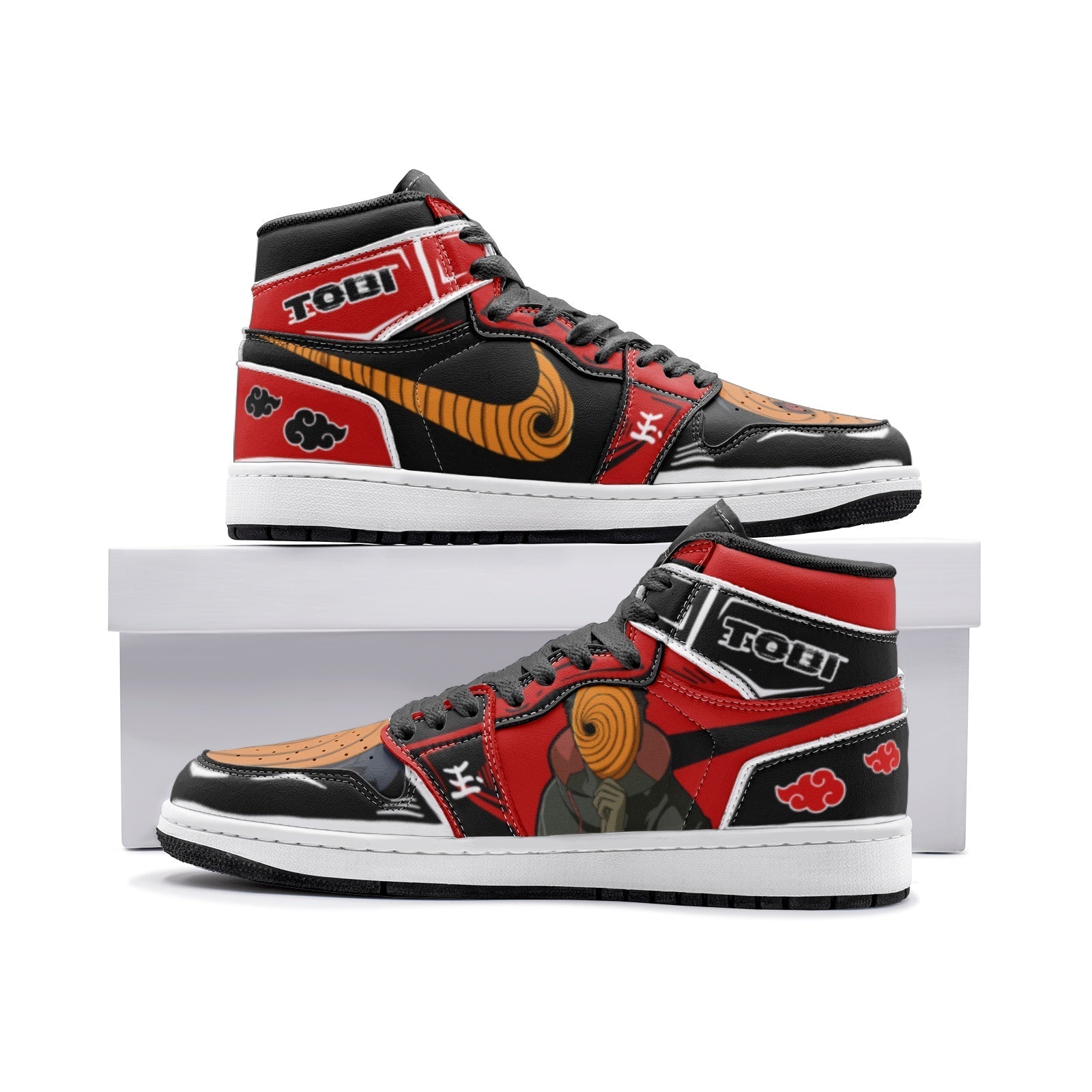 Obito Tobi Uchiha Akatsuki Naruto Custom Sneaker Mid 1 Basketball Shoes - Otaku Hall