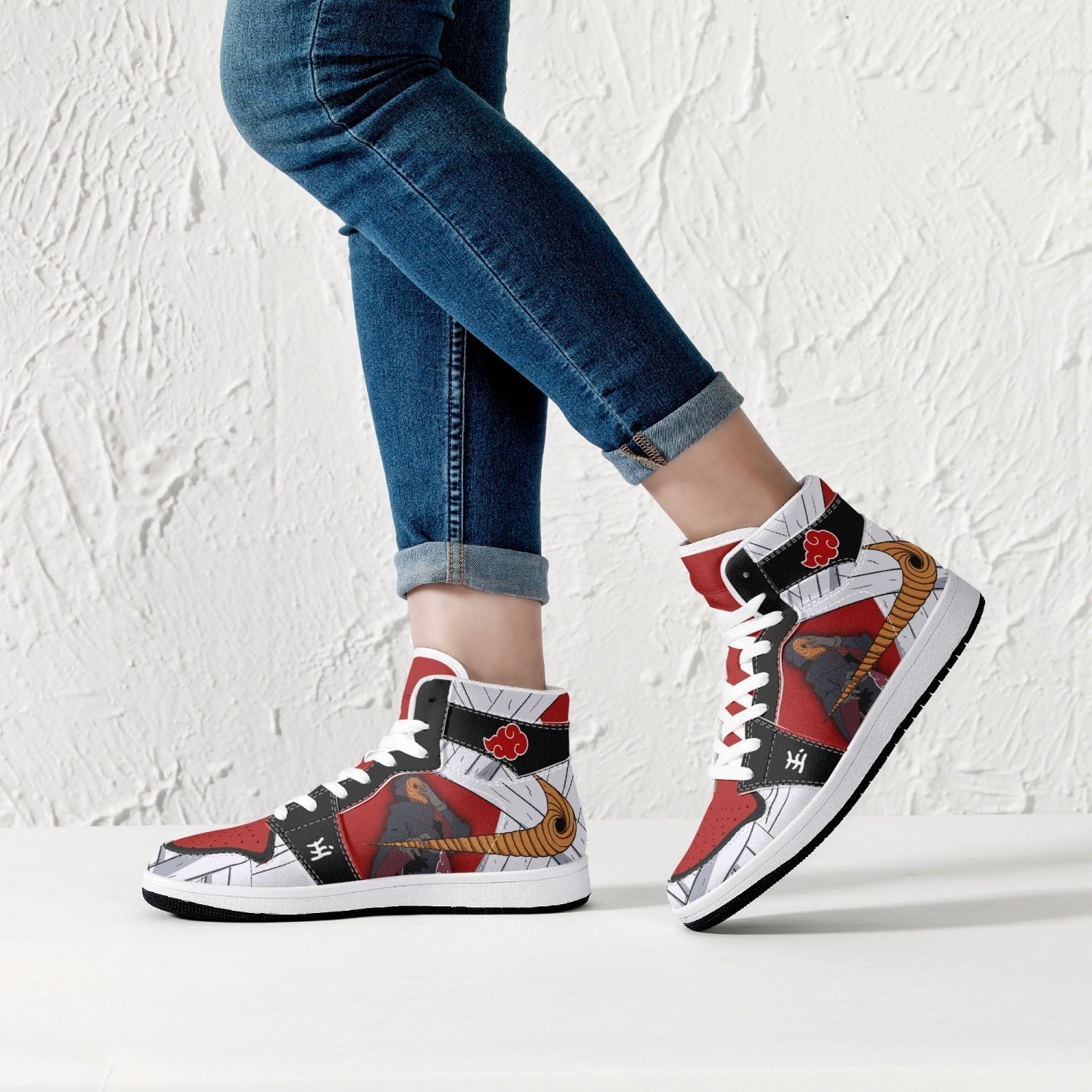 Alternative view of Obito Tobi Uchiha Reveal Naruto Custom Sneaker Mid 1 Basketball Shoes - Otaku Hall