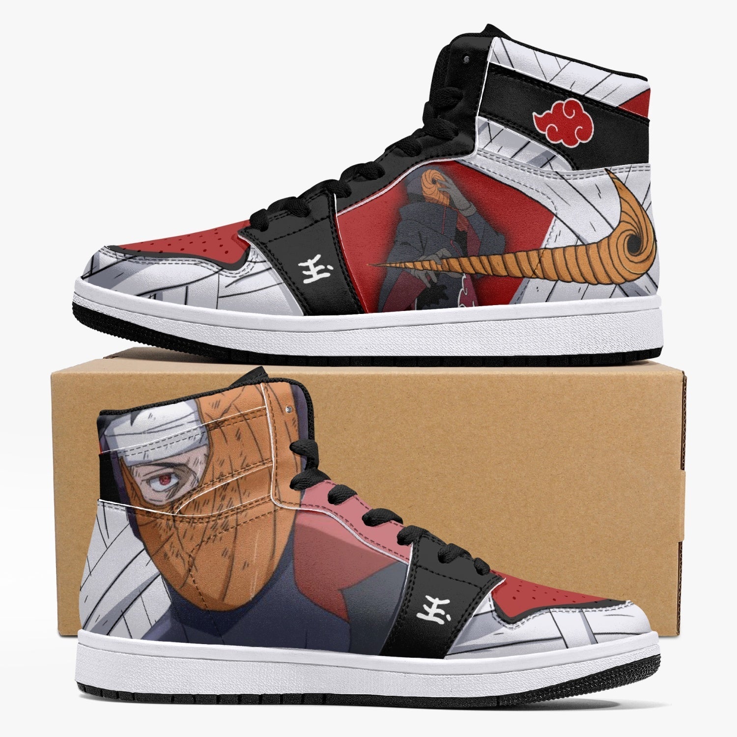 Obito Tobi Uchiha Reveal Naruto Custom Sneaker Mid 1 Basketball Shoes - Otaku Hall