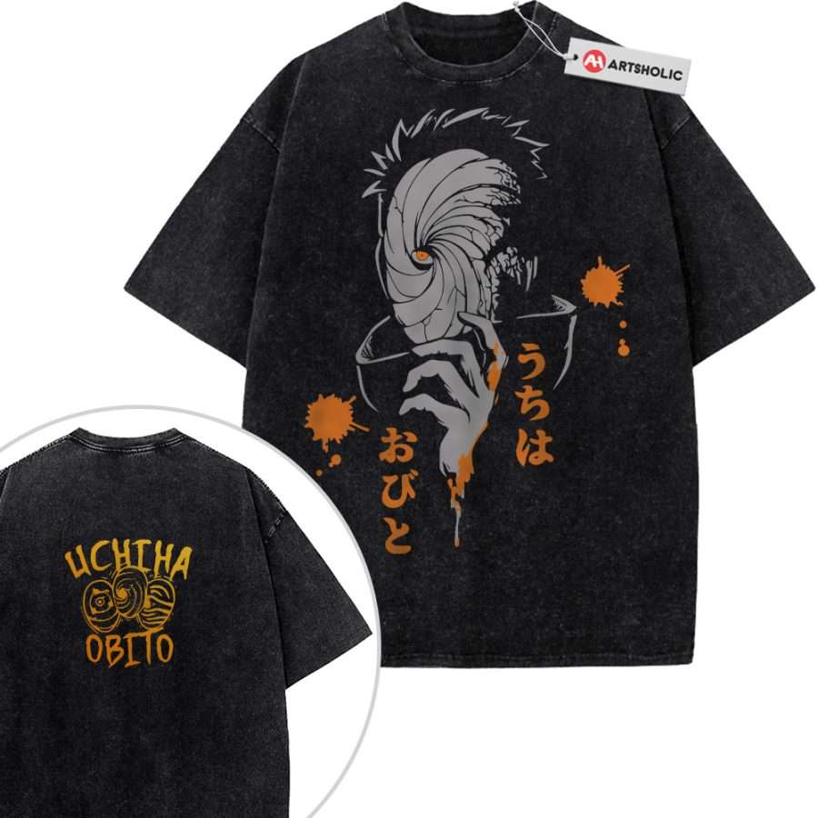 Alternative view of Obito Uchiha Shirt, Naruto Shirt, Anime Shirt, Vintage T-Shirt 2-Sided