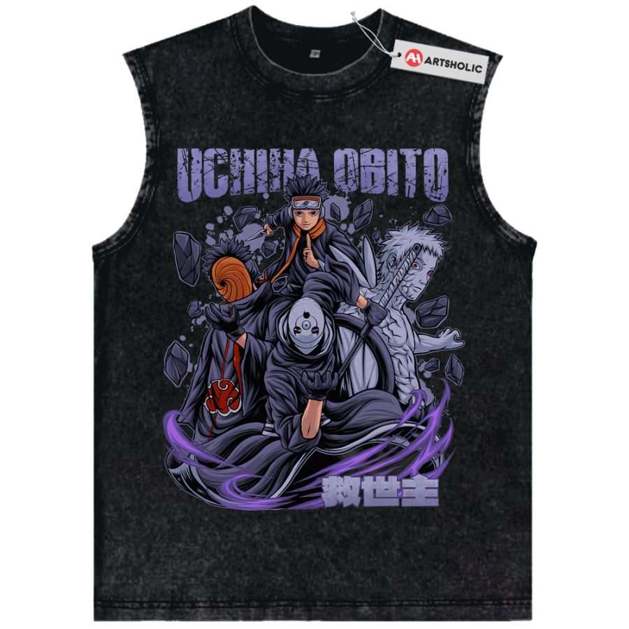 Alternative view of Obito Uchiha Tank Top, Naruto Tank Top, Anime Tank Top, Vintage Tank Top
