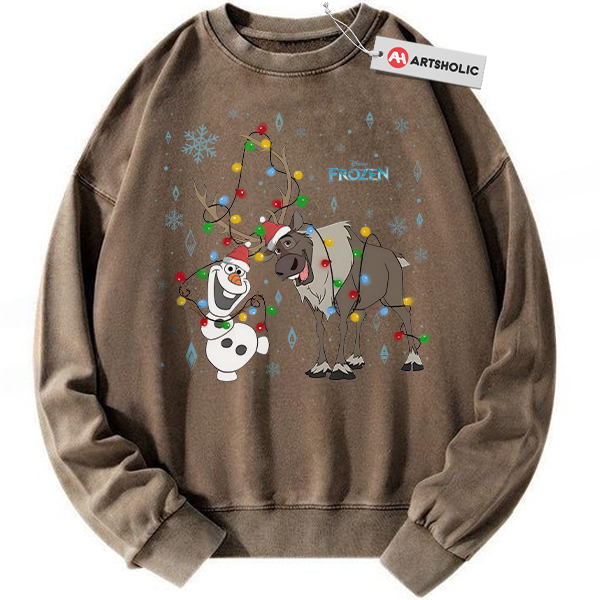 Alternative view of Olaf Sweatshirt, Sven Sweatshirt, Frozen Sweatshirt, Animated Sweatshirt, Vintage Sweater