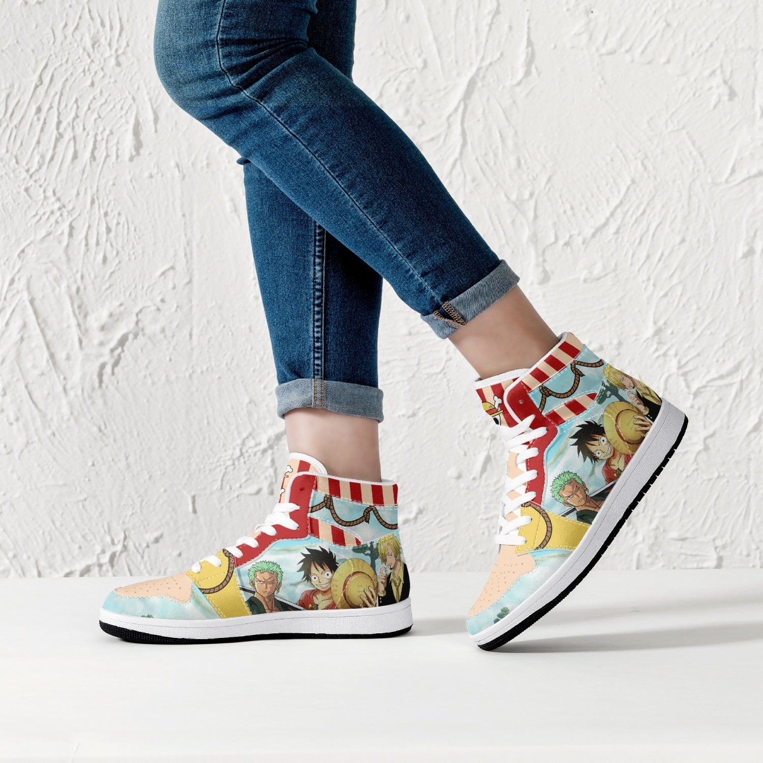 Alternative view of One Piece Characters Custom Sneaker Mid 1 Basketball Shoes - Otaku Hall