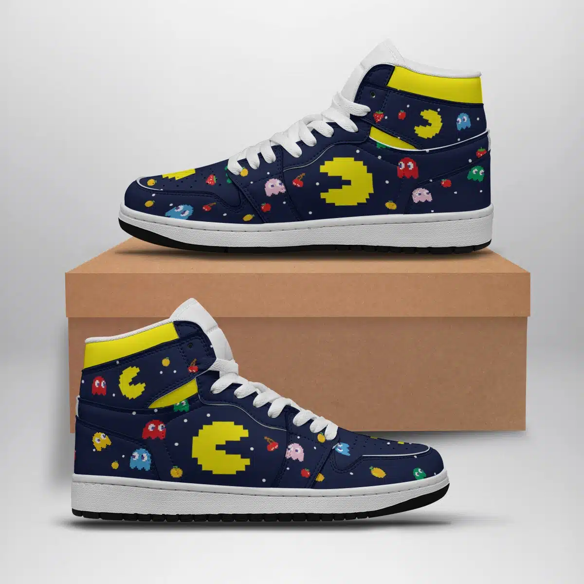 Pac-Man Ghost Custom Sneaker Mid 1 Basketball Shoes for Fans Stylish Shonen Sneakers - Otaku Hall
