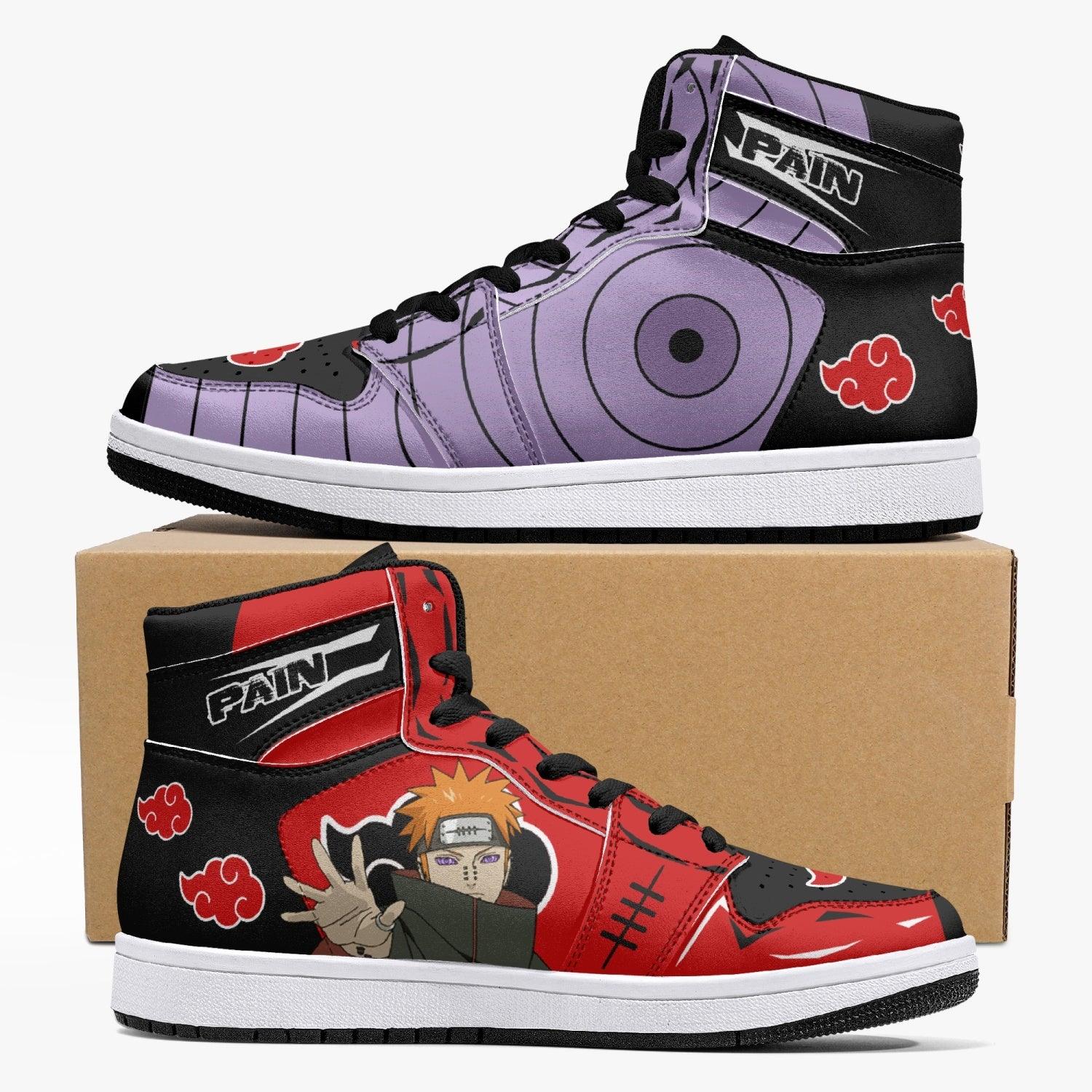 Pain Nagato Akatsuki Naruto Custom Sneaker Mid 1 Basketball Shoes - Otaku Hall