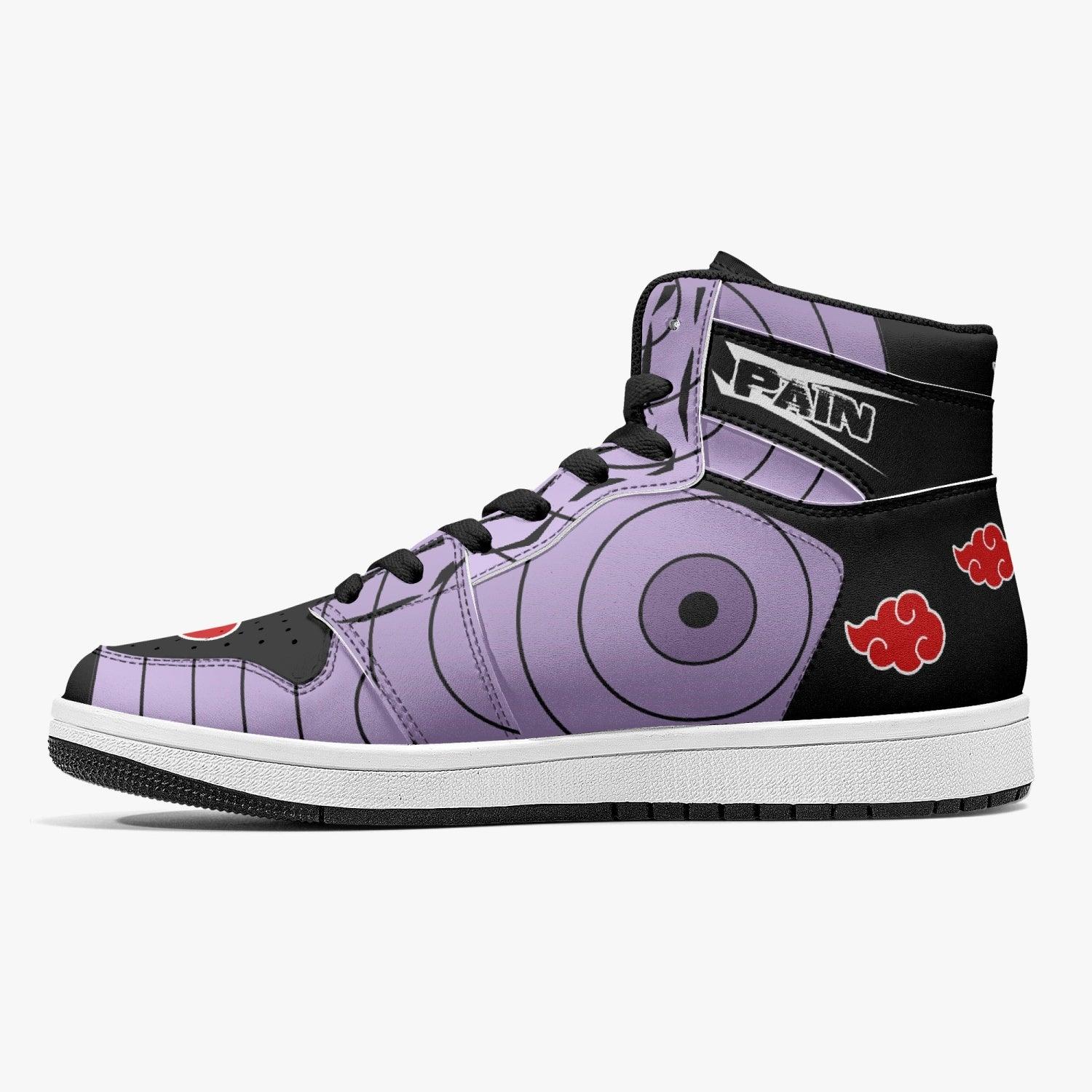 Alternative view of Pain Nagato Akatsuki Naruto Custom Sneaker Mid 1 Basketball Shoes - Otaku Hall