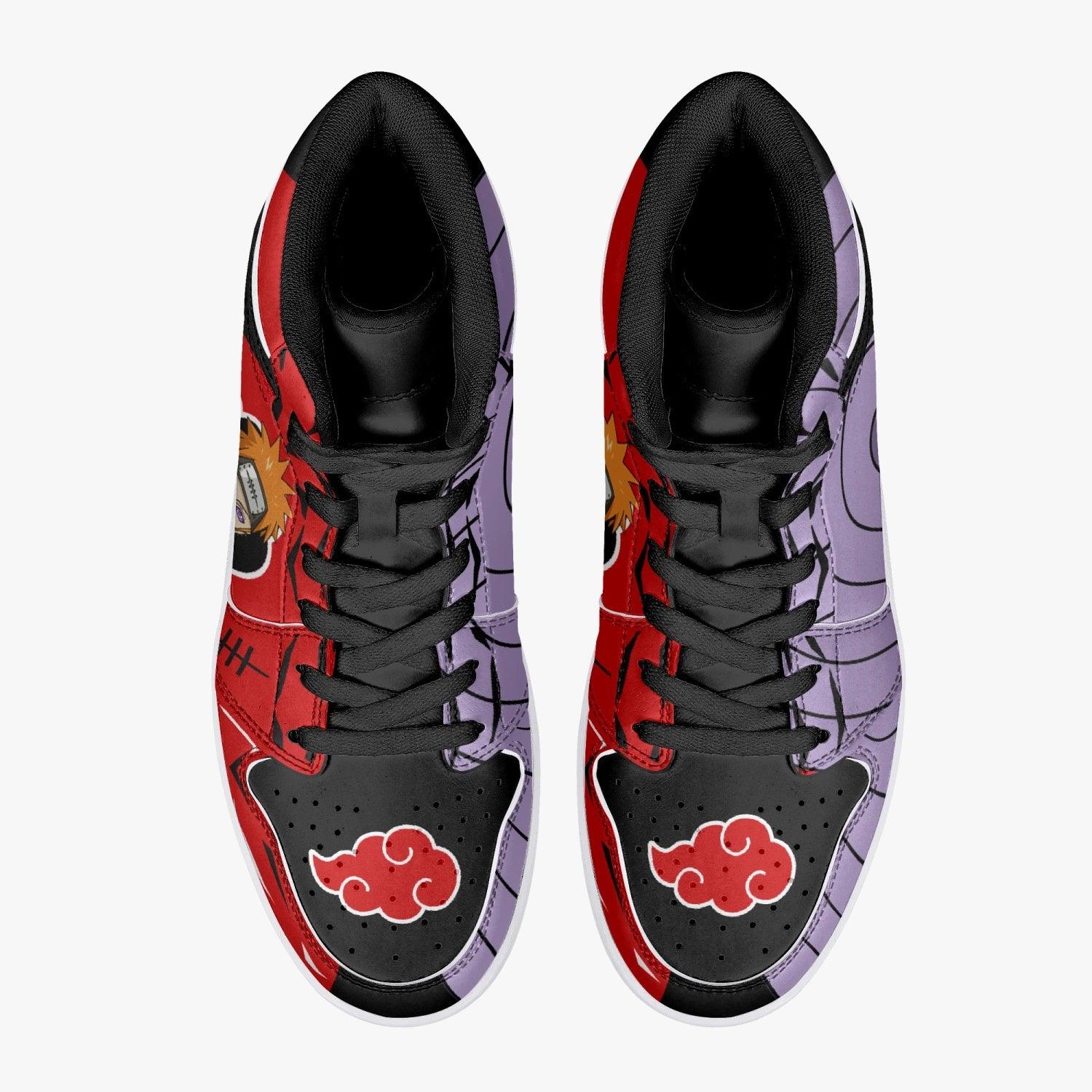 Alternative view of Pain Nagato Red Cloud Ninja Custom Sneaker Mid 1 Basketball Shoes - Otaku Hall