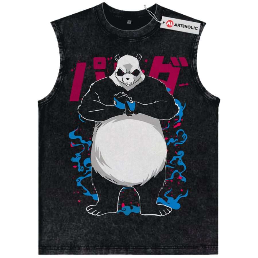 Alternative view of Panda Tank Top, Jujutsu Kaisen Tank Top, Anime Tank Top, Vintage Tank Top