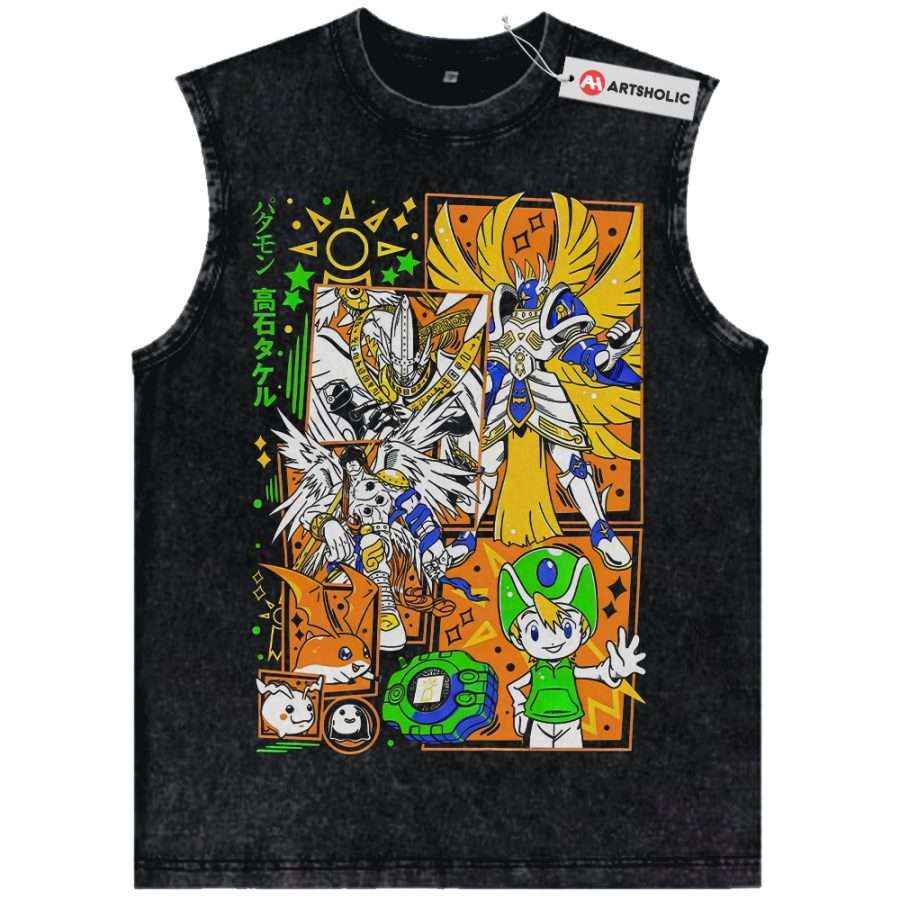 Alternative view of Patamon Tank Top, Angemon Tank Top, MagnaAngemon Tank Top, Takeru Takaishi Tank Top, Digimon Adventure Tank Top, Anime Tank Top, Vintage Tank Top