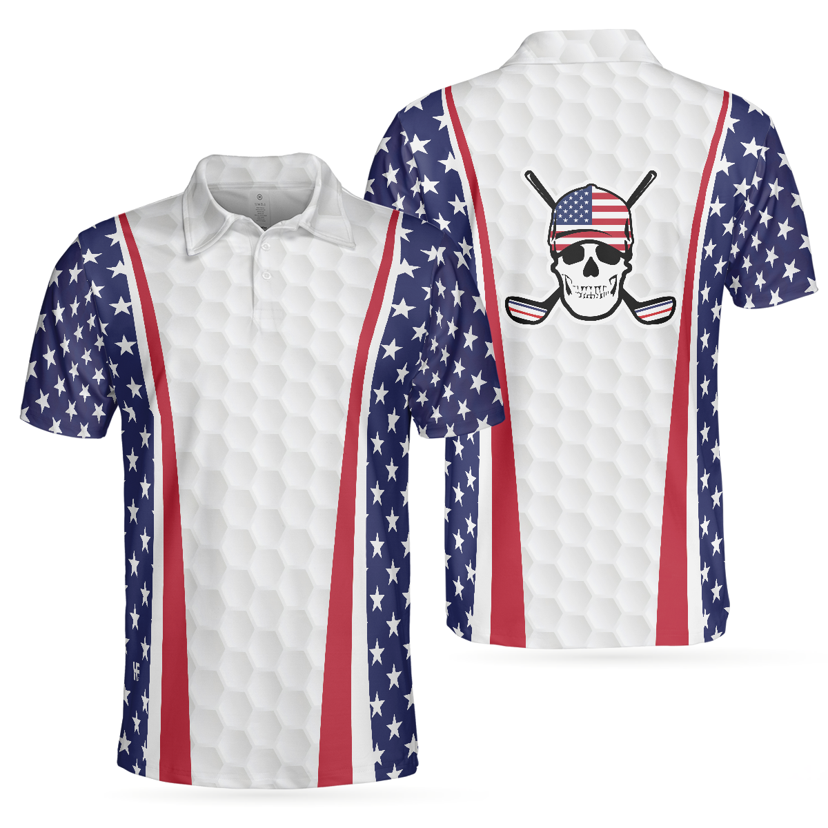 Patriotic Golf Texture Short Sleeve USA Golf Polo Shirt, American Flag Polo Shirt, Best Golf Shirt For Men