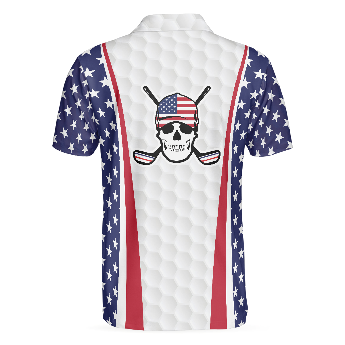 Alternative view of Patriotic Golf Texture Short Sleeve USA Golf Polo Shirt, American Flag Polo Shirt, Best Golf Shirt For Men