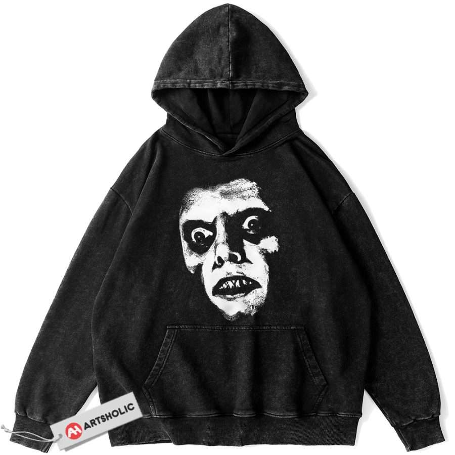 Alternative view of Pazuzu Hoodie, The Exorcist Hoodie, Halloween Hoodie, Horror Hoodie, Vintage Hoodie