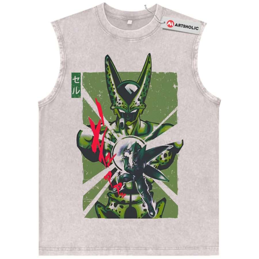 Alternative view of Perfect Cell Tank Top, Dragon Ball Z Tank Top, DBZ Tank Top, Anime Tank Top, Vintage Tank Top