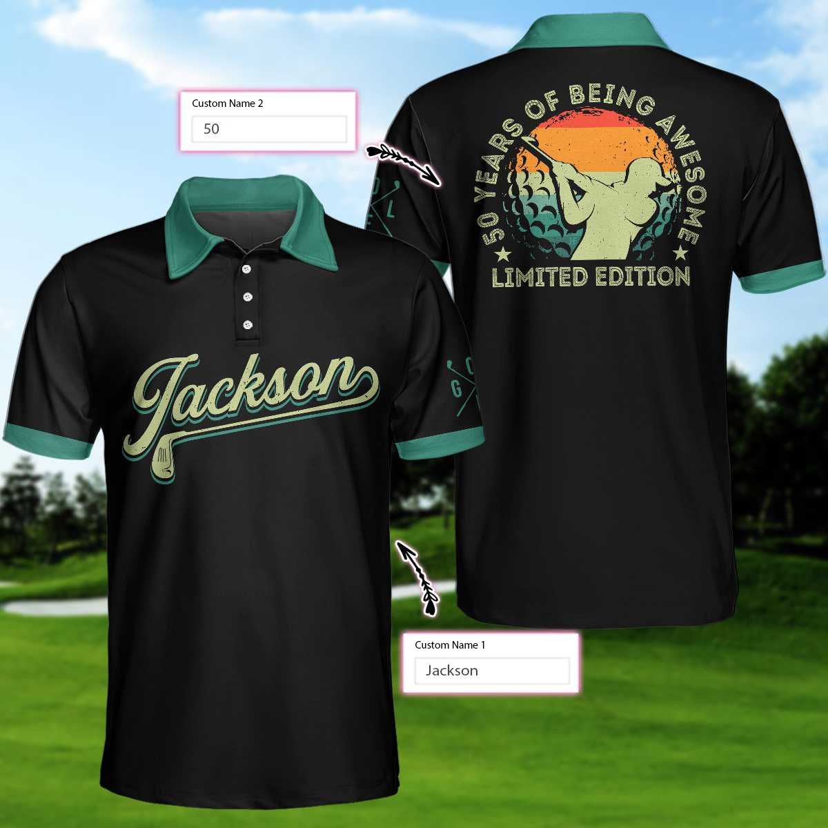 Personalized Awesome Golfer Golf Short Sleeve Custom Polo Shirt, Vintage Golf Shirt For Men